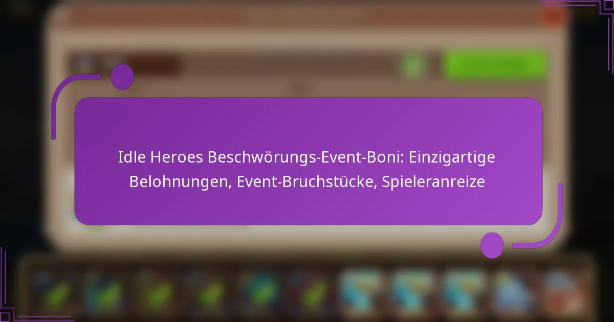 Idle Heroes Beschwörungs-Event-Boni: Einzigartige Belohnungen, Event-Bruchstücke, Spieleranreize