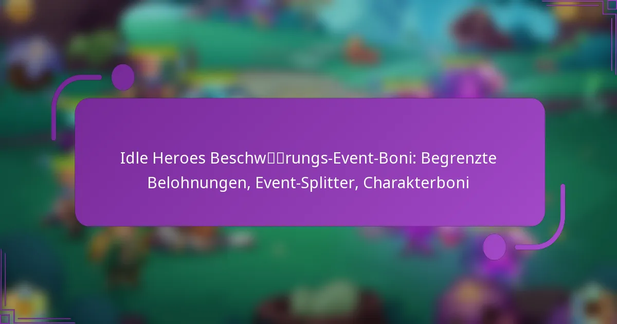 Idle Heroes Beschwörungs-Event-Boni: Begrenzte Belohnungen, Event-Splitter, Charakterboni