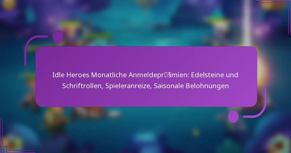 Idle Heroes Monatliche Anmeldeprämien: Edelsteine und Schriftrollen, Spieleranreize, Saisonale Belohnungen